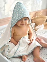 Bedding & Decor-Customisable cotton muslin bath cape and wash mitt MARGUERITE 