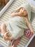 Bath Cape In Jacquard Stripes + Wash Mitt sage green 