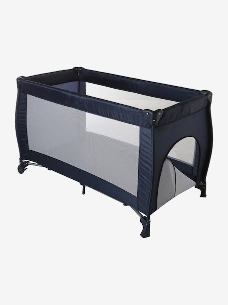 Folding cot with 2 mattress heights anthracite+navy blue 