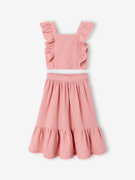 Occasion Wear Blouse & Frilled Skirt Combo blush+sage green 