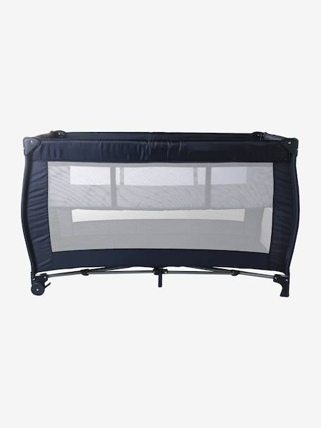 Folding cot with 2 mattress heights anthracite+navy blue 