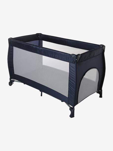 Folding cot with 2 mattress heights anthracite+navy blue 
