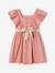 Occasion Wear Dress with Golden Sash for Girls blush+white 