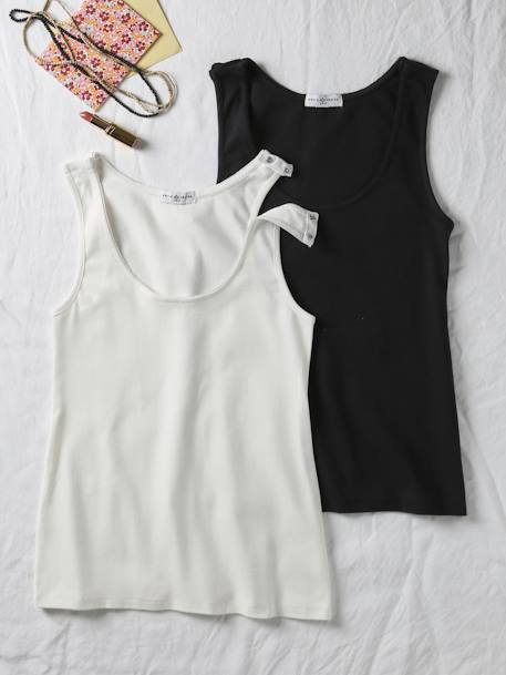 Pack of 2 organic cotton nursing tank tops black 