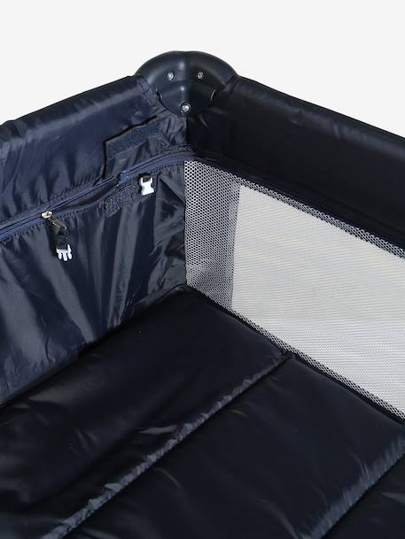 Folding cot with 2 mattress heights anthracite+navy blue 