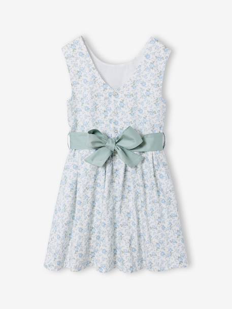 Occasion Wear Dress with Floral Print, for Girls light blue+pale pink+printed pink+printed white+white 