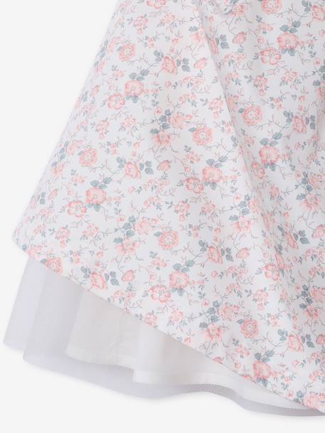 Occasion Wear Dress with Floral Print, for Girls light blue+pale pink+printed pink+printed white+white 