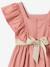 Occasion Wear Dress with Golden Sash for Girls blush+white 