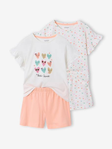 Pack of 2 pyjama shorts with hearts ecru 