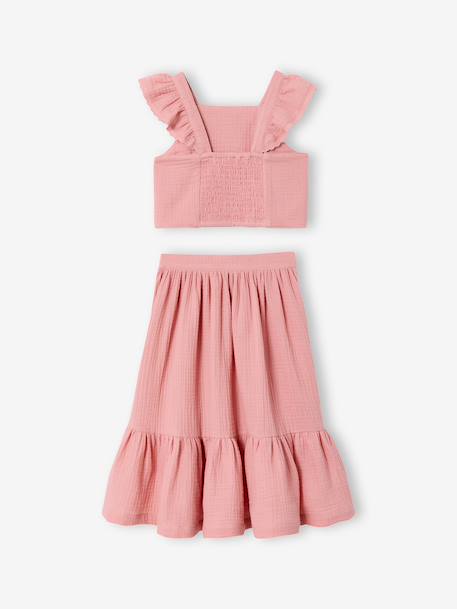 Occasion Wear Blouse & Frilled Skirt Combo blush+sage green 