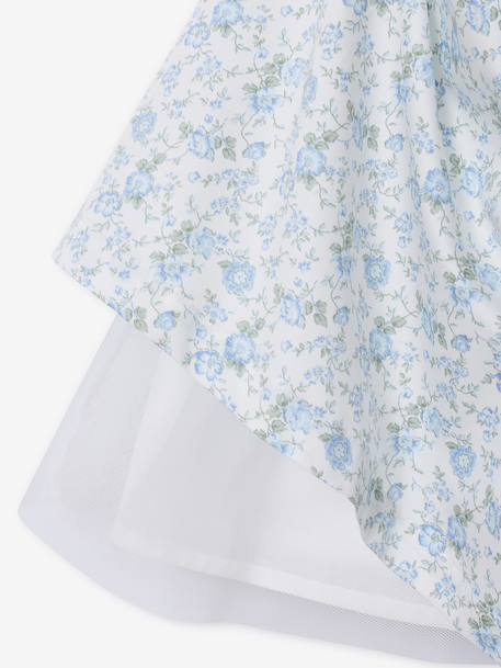 Occasion Wear Dress with Floral Print, for Girls light blue+pale pink+printed pink+printed white+white 