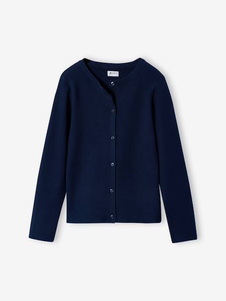 Girl's cardigan navy blue+sage green 