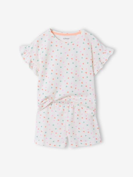Pack of 2 pyjama shorts with hearts ecru 