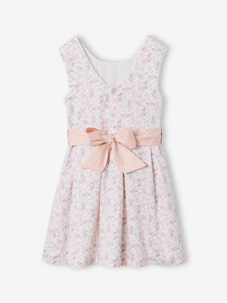 Occasion Wear Dress with Floral Print, for Girls light blue+pale pink+printed pink+printed white+white 