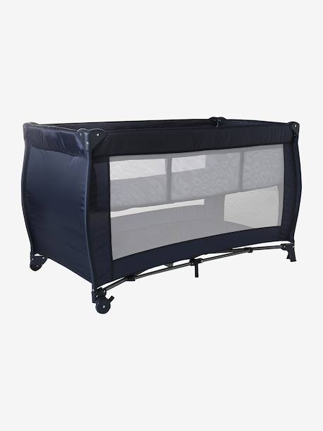 Folding cot with 2 mattress heights anthracite+navy blue 