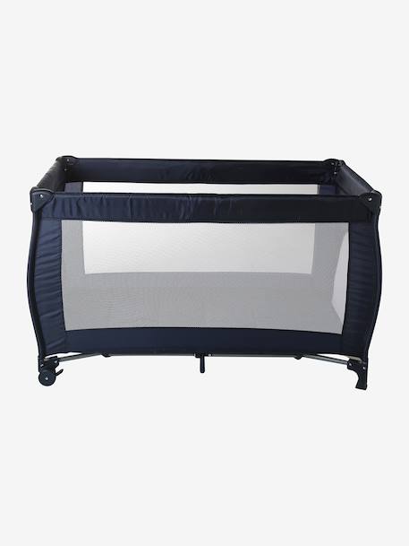 Folding cot with 2 mattress heights anthracite+navy blue 
