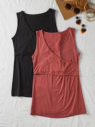 Maternity-Pack of 2 Sleeveless Tops with Crossover Effect for Maternity, Fiona by ENVIE DE FRAISE