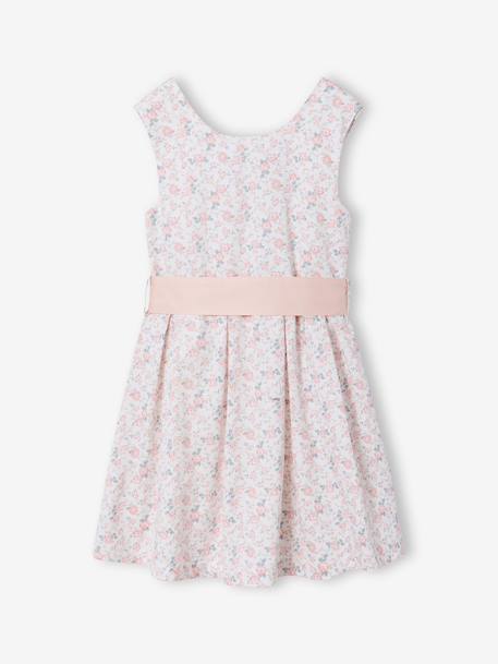 Occasion Wear Dress with Floral Print, for Girls light blue+pale pink+printed pink+printed white+white 