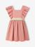 Occasion Wear Dress with Golden Sash for Girls blush+white 