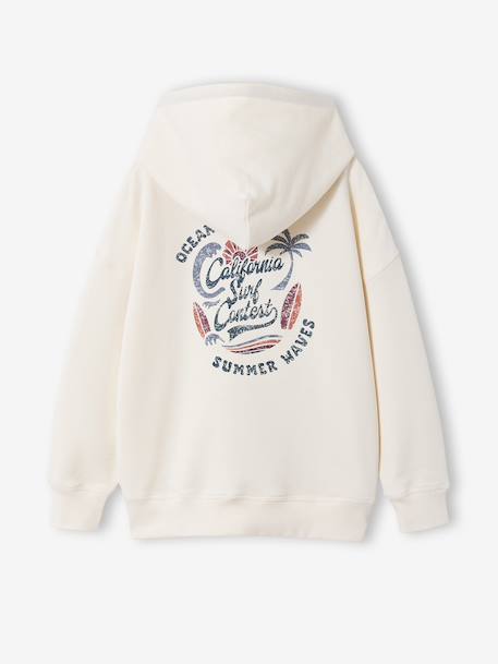 Hooded sweatshirt for boys with oversized back print ecru 