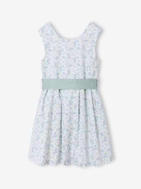 Occasion Wear Dress with Floral Print, for Girls light blue+pale pink+printed pink+printed white+white 