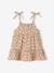 Baby girl's organic cotton dress with braces beige+striped pink 