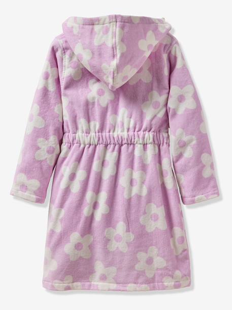 Customisable MARGUERITE bathrobe for children, with recycled cotton mauve 