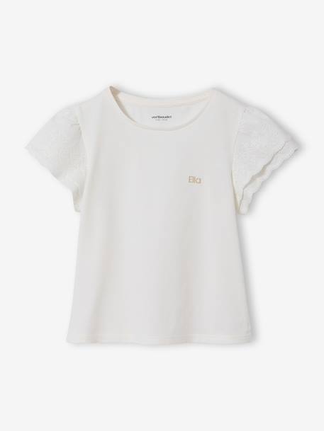Girl's short-sleeved t-shirt ecru 