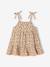 Baby girl's organic cotton dress with braces beige+striped pink 