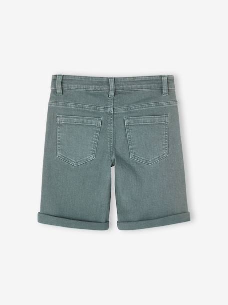 Boy's 5-pocket bermuda shorts clay beige+emerald green+grey blue+terracotta 