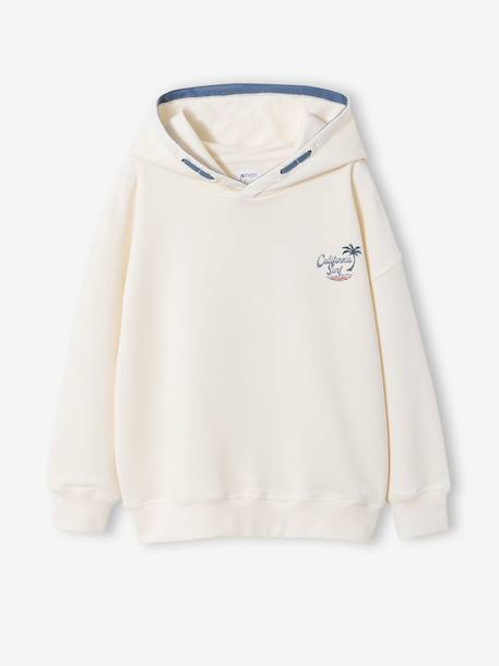 Hooded sweatshirt for boys with oversized back print ecru 
