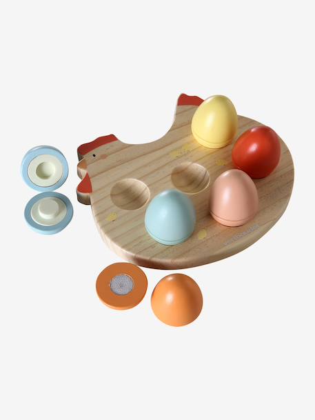 FSC® wooden hen with shape eggs wood 