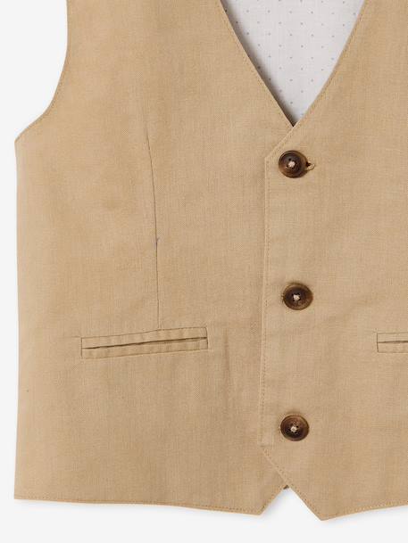 Occasion Wear Cotton/Linen Waistcoat for Boys beige+Beige+blue+Dark Blue+sage green 