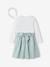 Set of skater dress, bolero and band for head accessories for hair sage green+white 