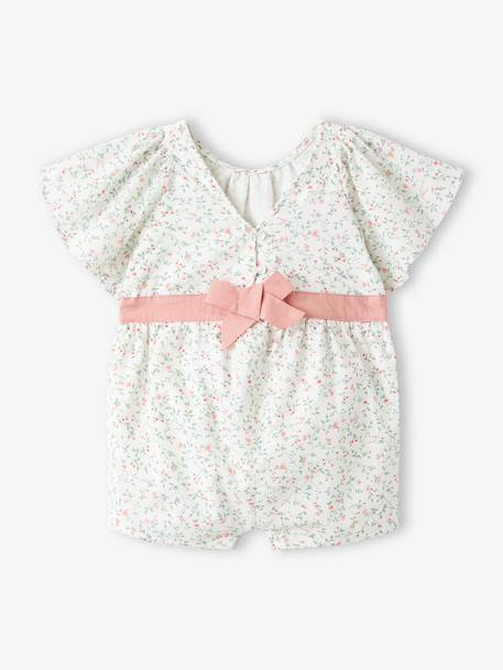 Floral playsuit for baby girls printed white 
