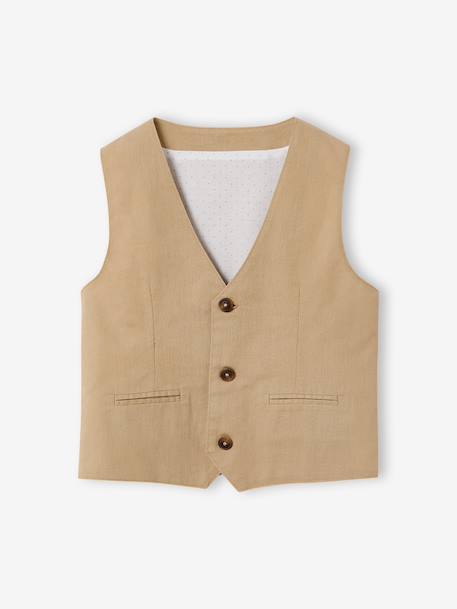 Occasion Wear Cotton/Linen Waistcoat for Boys beige+Beige+blue+Dark Blue+sage green 