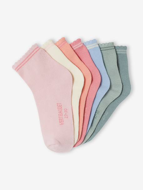 Pack of 7 Pairs of Socks for Girls dusky pink 