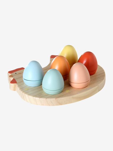 Hen with shaped eggs in FSC® wood wood 