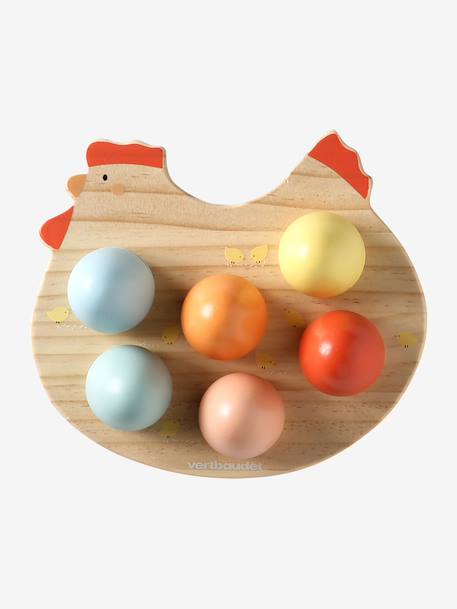 FSC® wooden hen with shape eggs wood 