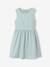 Set of skater dress, bolero and band for head accessories for hair sage green+white 