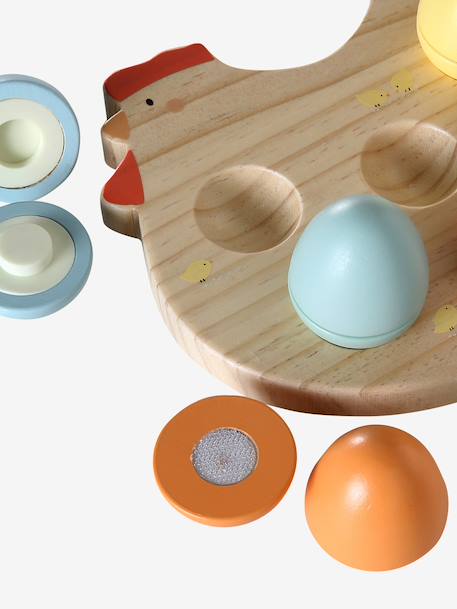Hen with shaped eggs in FSC® wood wood 