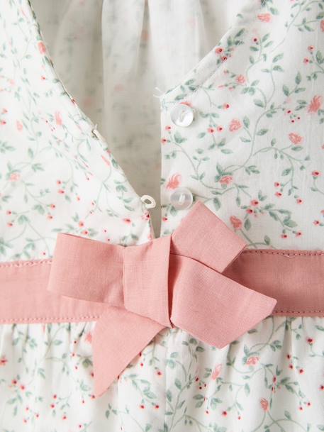 Floral playsuit for baby girls printed white 