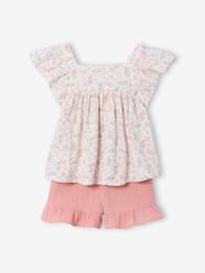 Girls-Cotton gauze short and top set 