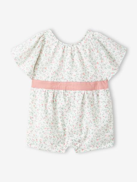 Floral playsuit for baby girls printed white 