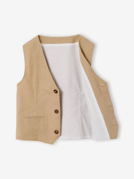 Occasion Wear Cotton/Linen Waistcoat for Boys beige+Beige+blue+Dark Blue+sage green 
