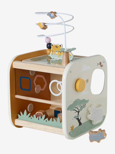 FSC® wooden multi-activity cube yellow 