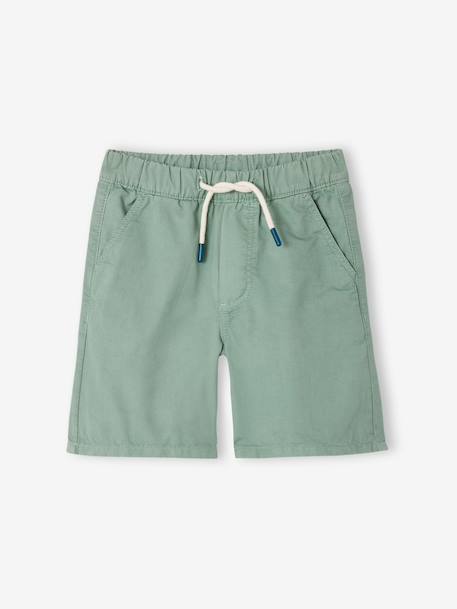 Elasticated bermuda shorts for boys denim blue+fir green+pastel yellow 