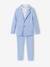 Ceremony suit with Mao collar shirt, jacket and trousers for boys aqua green+beige+sky blue 