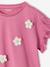 Girl's short-sleeved t-shirt with romantic pattern and frill detail ecru+navy blue+rose+sage green 