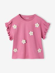 Girls-Girl's short-sleeved t-shirt with romantic pattern and frill detail